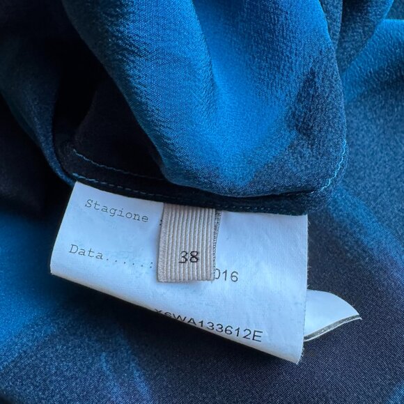 Tod's Button-Down Elaborate Collar Shirt | Blue & Black Plaid | Size IT 38 US 4 - Picture 8 of 10